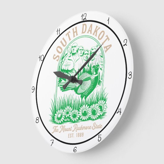 South Dakota Mount Rushmore State Pheasant  ラージ壁時計 (傾斜)