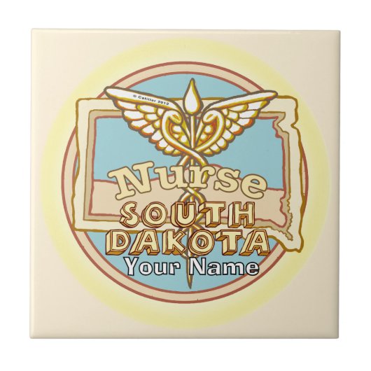 South Dakota Nurse Caduceus Tile タイル (正面)