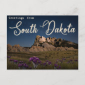 "South Dakota Scenic Night with Rural Flower ポストカード (正面)