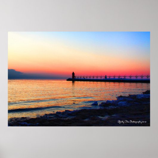 South Haven, Michigan Light house 36"X24"ポスター ポスター (正面)