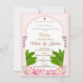 South Indian Lotus Temple Wedding Invitation Suite 招待状 (正面)