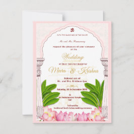 South Indian Lotus Temple Wedding Invitation Suite 招待状