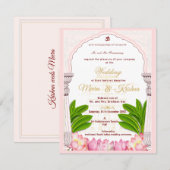 South Indian Lotus Temple Wedding Invitation Suite 招待状 (正面/裏面)
