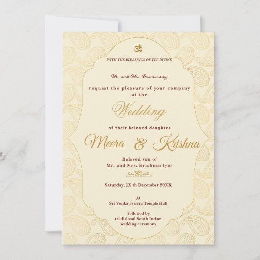 South Indian Wedding Invitation  招待状 (正面)