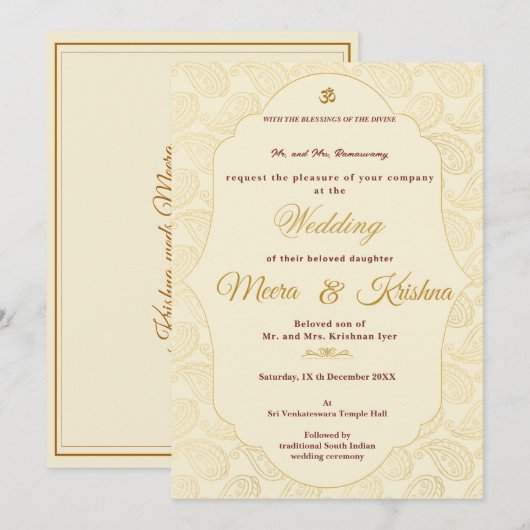 South Indian Wedding Invitation  招待状 (正面/裏面)