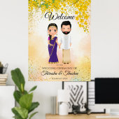 South Indian wedding Tamil Telugu Indian couple ポスター (ホームオフィス)