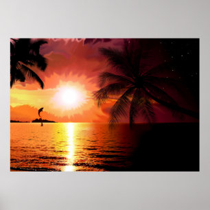 south-island-565242ファンタジー熱帯夕べヤシ ポスター