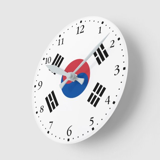 South Korea Flag ラウンド壁時計 (傾斜)