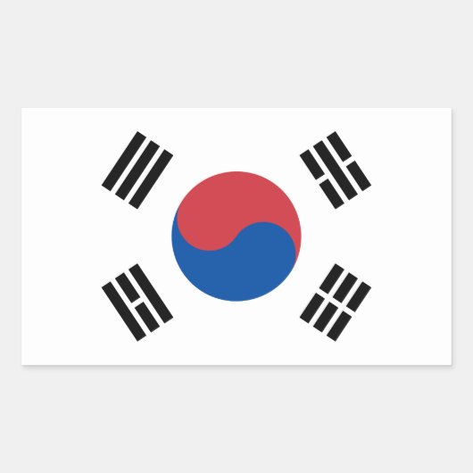 South Korea Flag 長方形シール (正面)