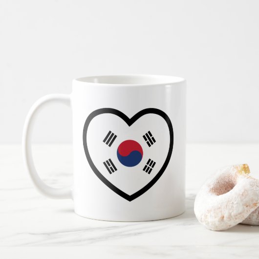 South Korea Flag Heart コーヒーマグカップ (ドーナツ)