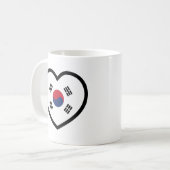 South Korea Flag Heart コーヒーマグカップ (正面左)