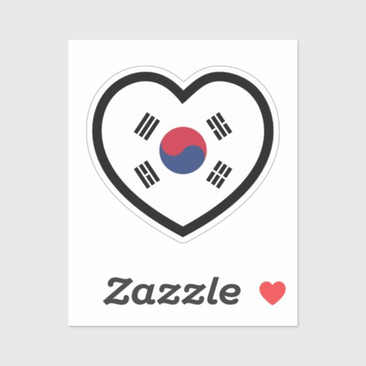 South Korea Flag Heart シール (シート)
