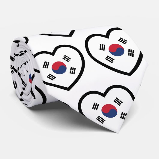 South Korea Flag Heart ネクタイ (ロール)