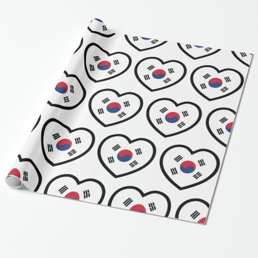 South Korea Flag Heart ラッピングペーパー (アンロールド)
