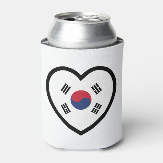 South Korea Flag Heart 缶クーラー (缶正面)