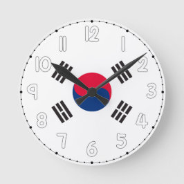 South Korea Flag Wall Clock - South Korea flag ラウンド壁時計