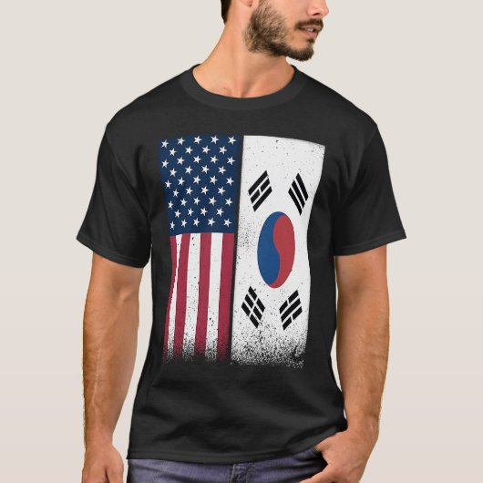 South Korea South Korean American Flags Proud USA Tシャツ (正面)