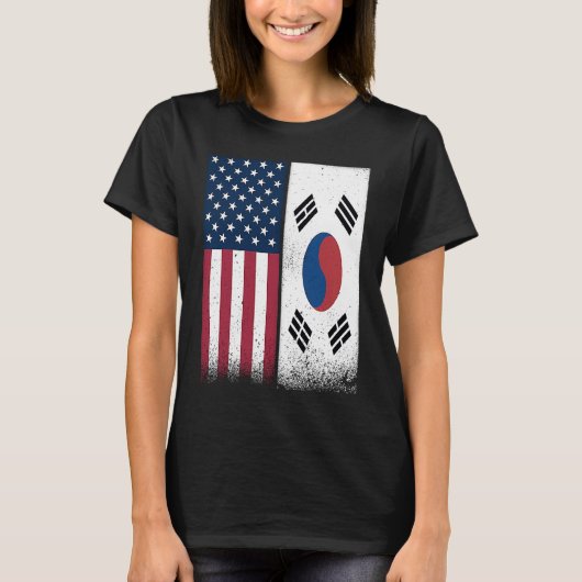 South Korea  South Korean American Flags Proud USA Tシャツ (正面)