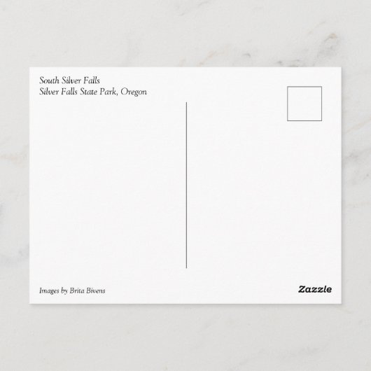 South Silver滝、または ポストカード (裏面)