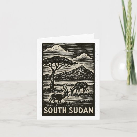 South Sudan Linocut Style Oversized  カード (正面)