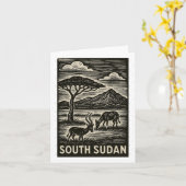 South Sudan Linocut Style Oversized  カード (黄色い花)