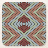 South West American Indian Style Patterned Art スクエアペーパーコースター (正面)