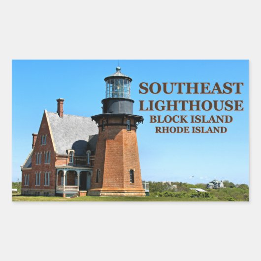 Southeast Light house, Block Island RIスタンプ 長方形シール (正面)