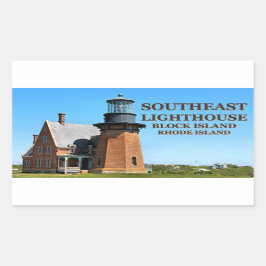 Southeast Light house, Block Island RIスタンプ 長方形シール
