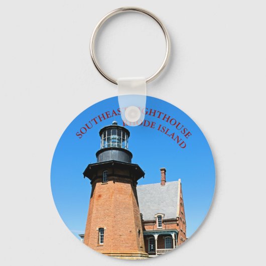 Southeast Light house, Block Island RI Keychain キーホルダー (正面)