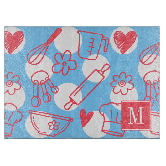 Southern Baking Polka Dot Pattern Recipe カッティングボード (正面)