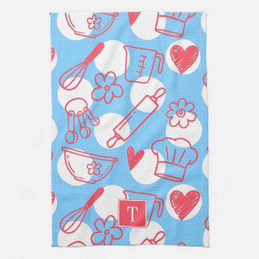 Southern Baking Polka Dot Pattern Recipe キッチンタオル (縦)