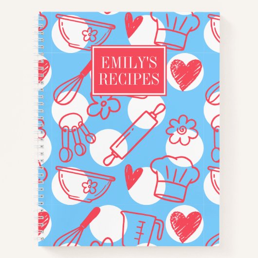 Southern Baking Polka Dot Pattern Recipe ノートブック (正面)