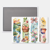 Southern Charm Watercolor Magnets | Peach Basket,  マグネット (正面/裏面)