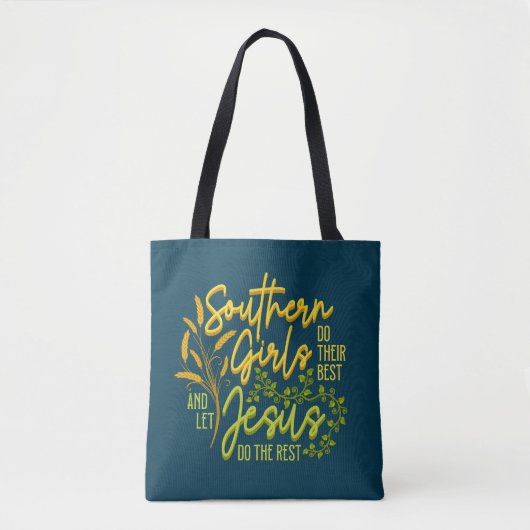 Southern Girls Let Jesus Do The Rest (ダーク) トートバッグ (正面)