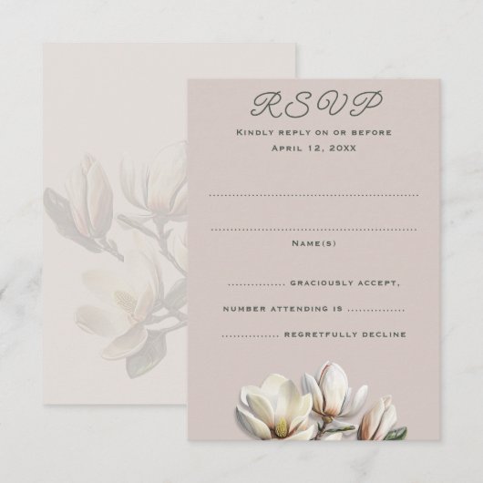 Southern Magnoliaの結婚Vertical Reply Card 招待状 (正面/裏面)