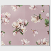 Southern Magnolia Blooms Mauve Pattern ラッピングペーパー (フラット)