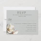 Southern Magnolia Flowers 結婚's Menu RSVPカード 招待状 (正面)