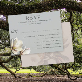 Southern Magnolia Flowers 結婚's Menu RSVPカード 招待状