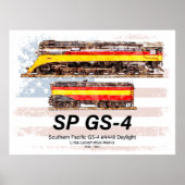 Southern Pacific GS-4 Daylight Locomotive profile ポスター (正面)