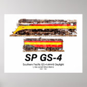 Southern Pacific GS-4 Daylight Steam Locomotive ポスター (正面)