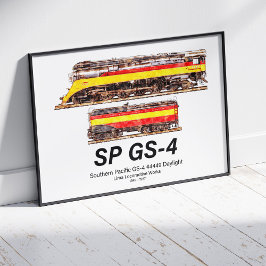 Southern Pacific GS-4 Daylight Steam Locomotive ポスター