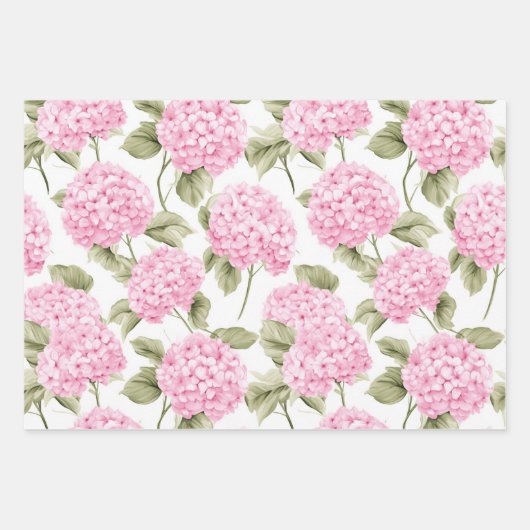 Southern Pink Hydrangea Wrapping Paper ラッピングペーパーシート (正面)