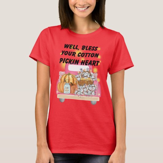  Southern Sass Pink Truck & Fall Harvest T-shirt Tシャツ (正面)