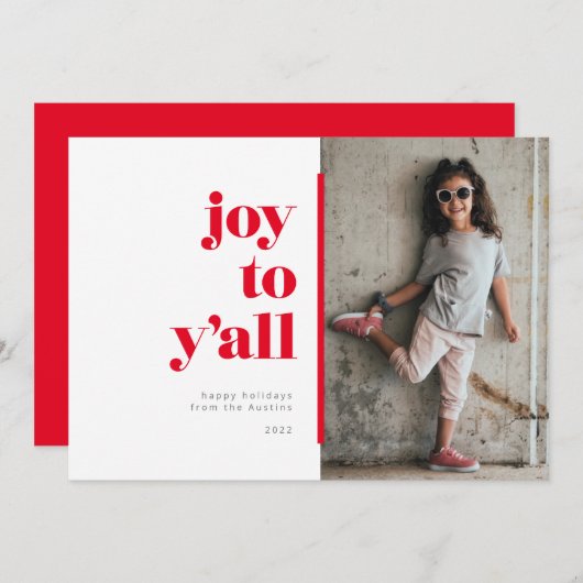 Southern Sweatness Joy to Y'allフォトホリデーカード シーズンカード (正面/裏面)