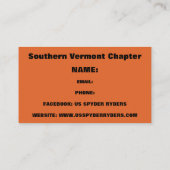 Southern Vermont Chapter - ビジネスカード 2 (裏面)
