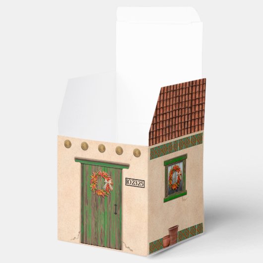 Southwest Adobe Terracotta Tile House Personalized フェイバーボックス (オープン)