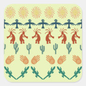 Southwest American Indian Tribal Petroglyphs Art スクエアシール (正面)