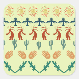 Southwest American Indian Tribal Petroglyphs Art スクエアシール