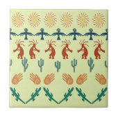 Southwest American Indian Tribal Petroglyphs Art タイル (正面)