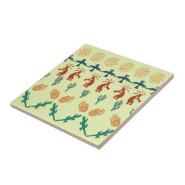 Southwest American Indian Tribal Petroglyphs Art タイル